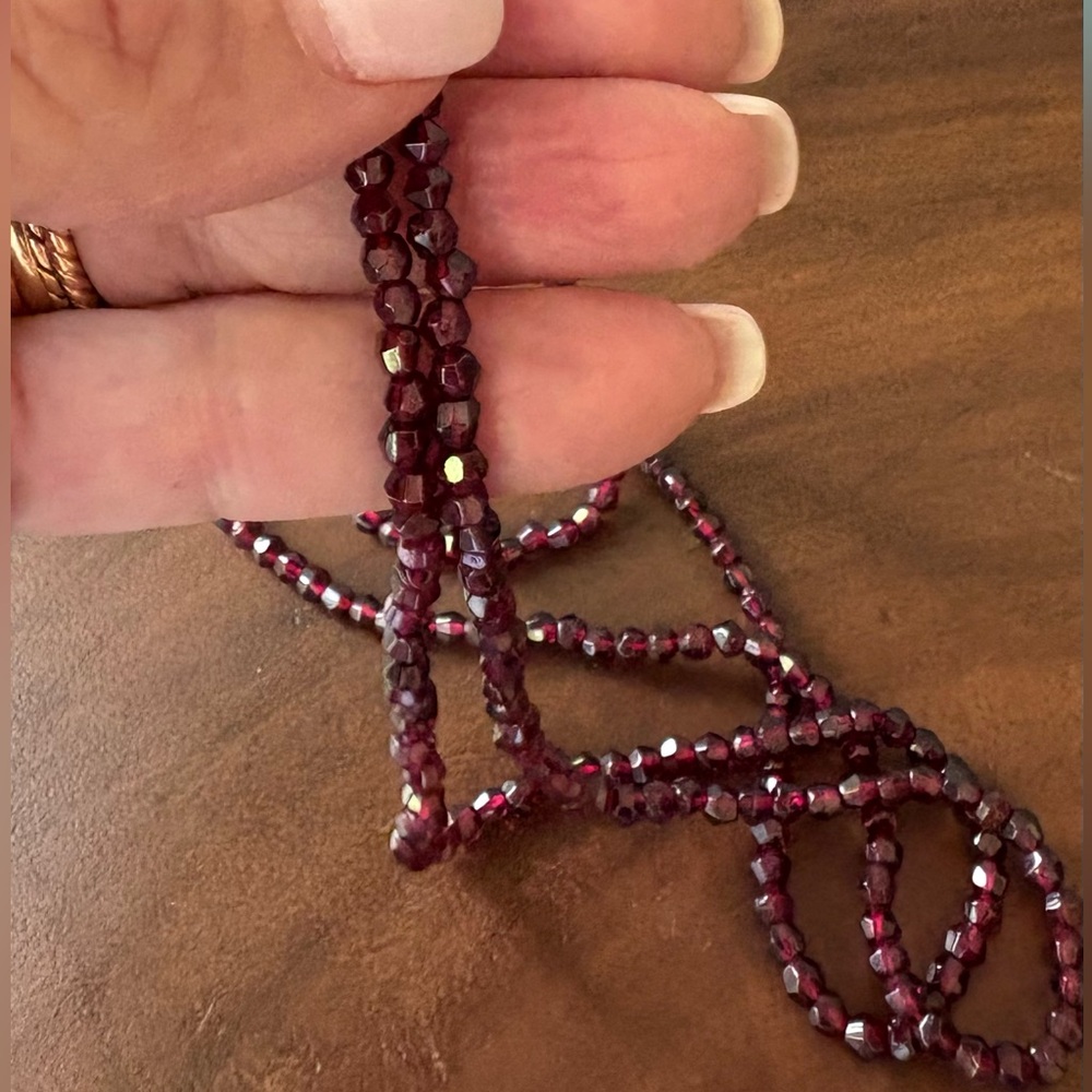 Faceted Rhodolite Garnet Beaded 35” Necklace